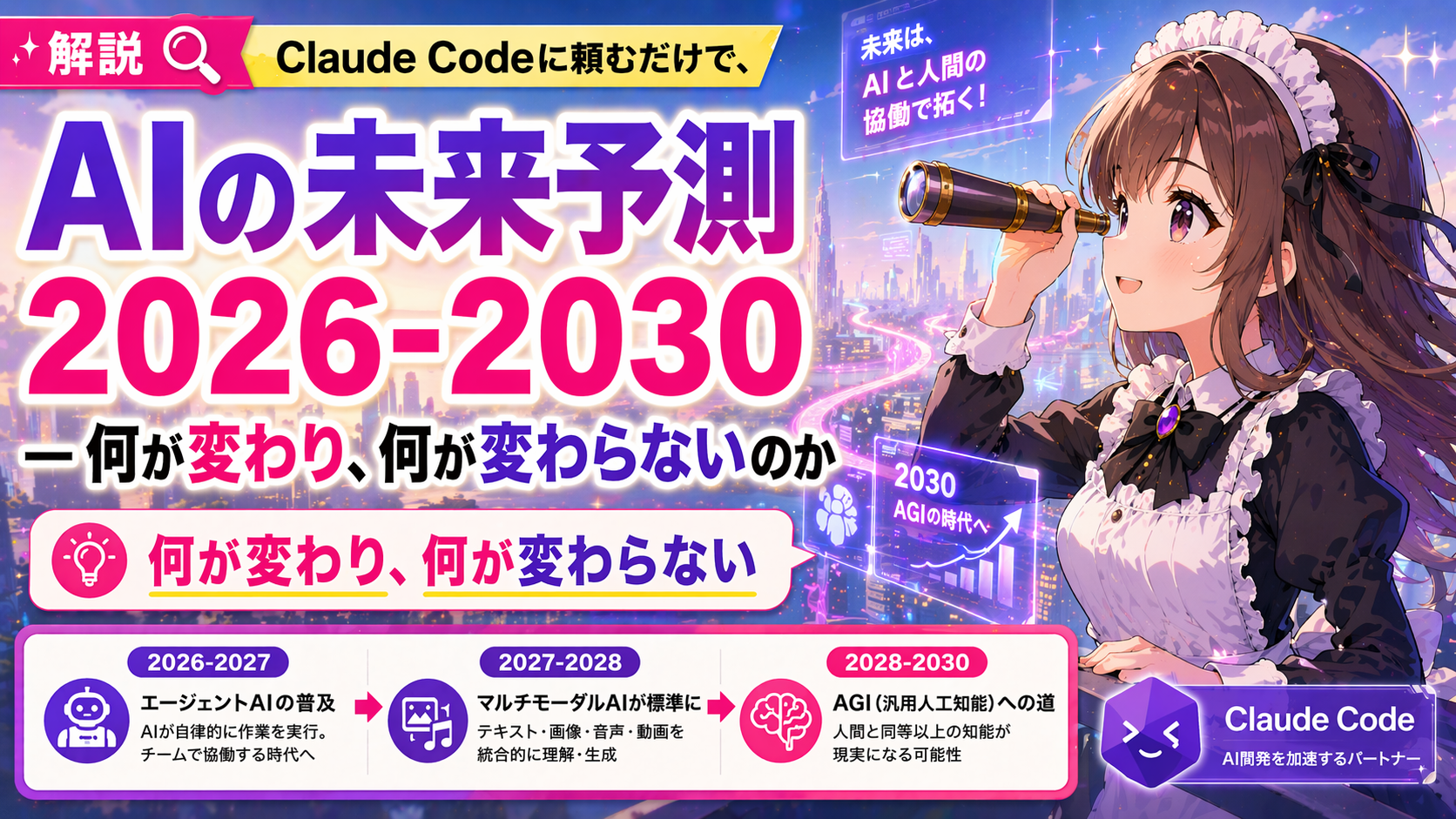 AIの未来予測 2026-2030 — 何が変わり、何が変わらないのか
