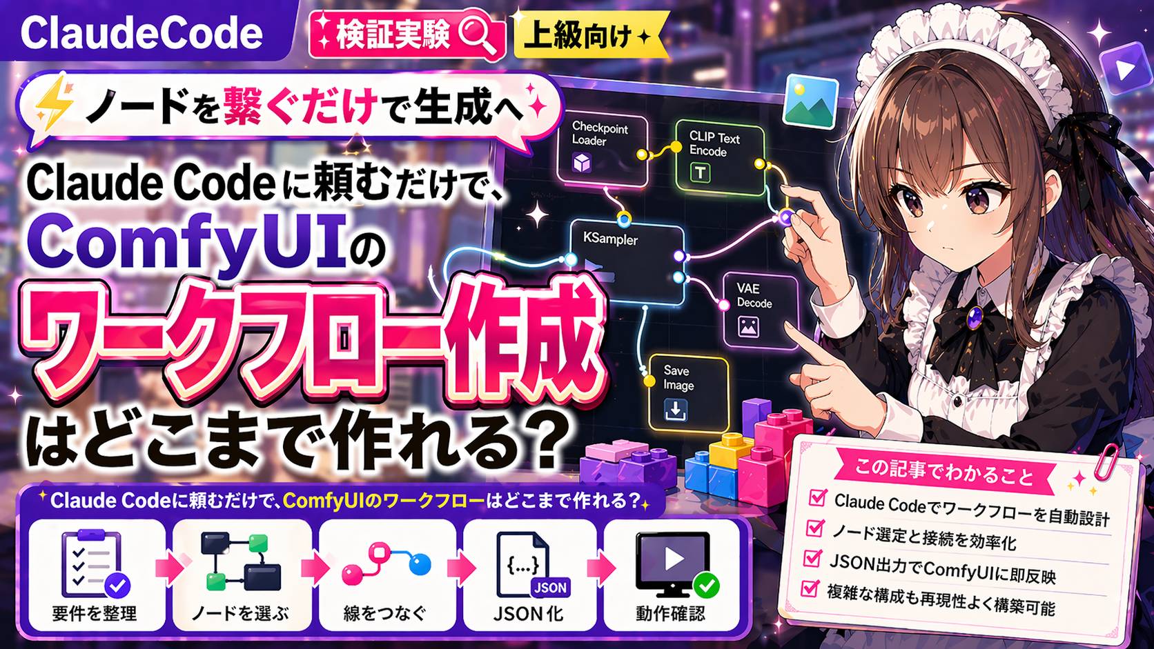 Claude Codeに頼むだけで、ComfyUIのワークフローはどこまで作れる？