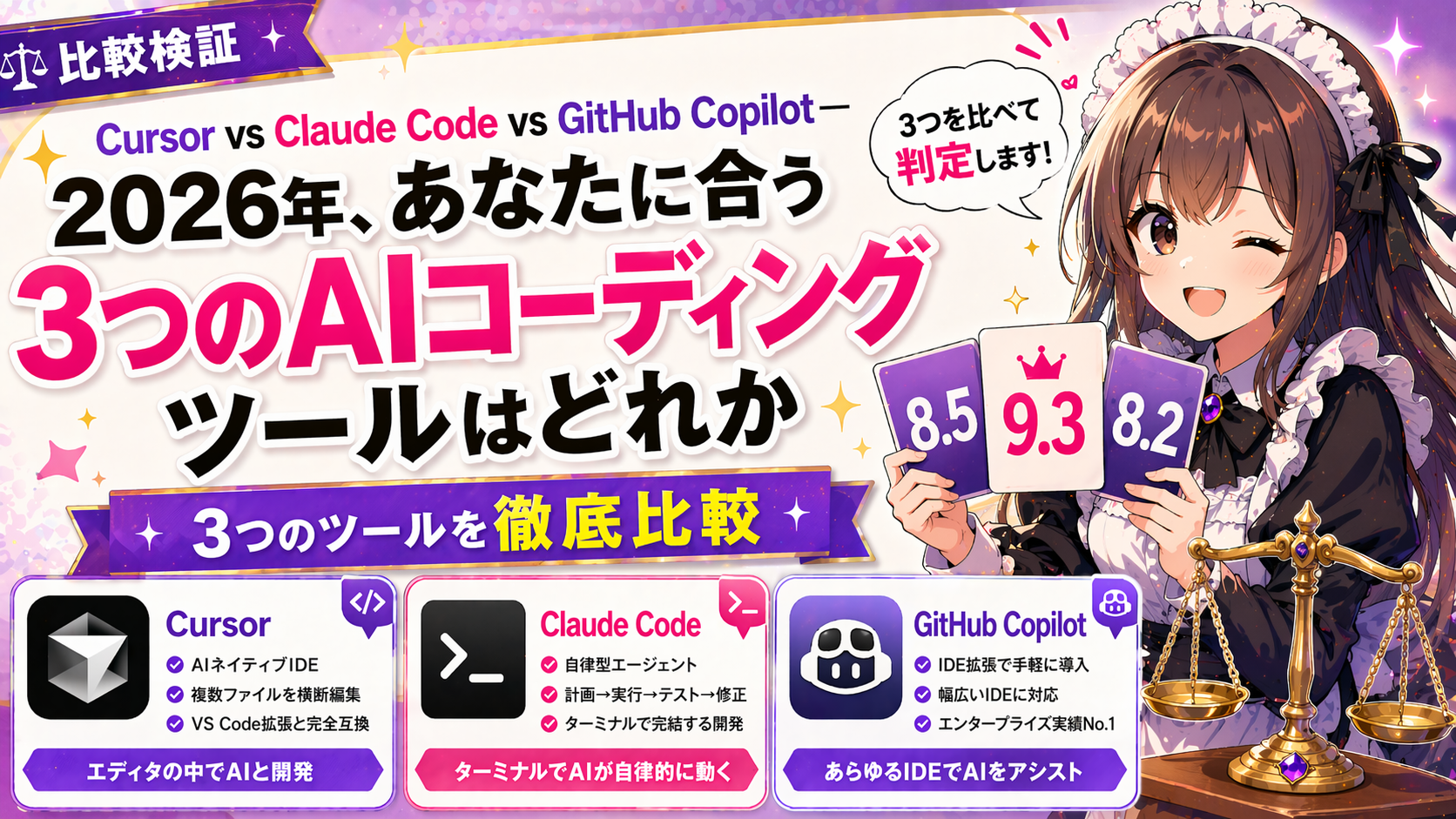 Cursor vs Claude Code vs GitHub Copilot—2026年、あなたに合うAIコーディングツールはどれか