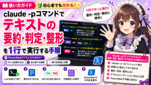 claude -pコマンドでテキストの要約・判定・整形を1行で実行する手順