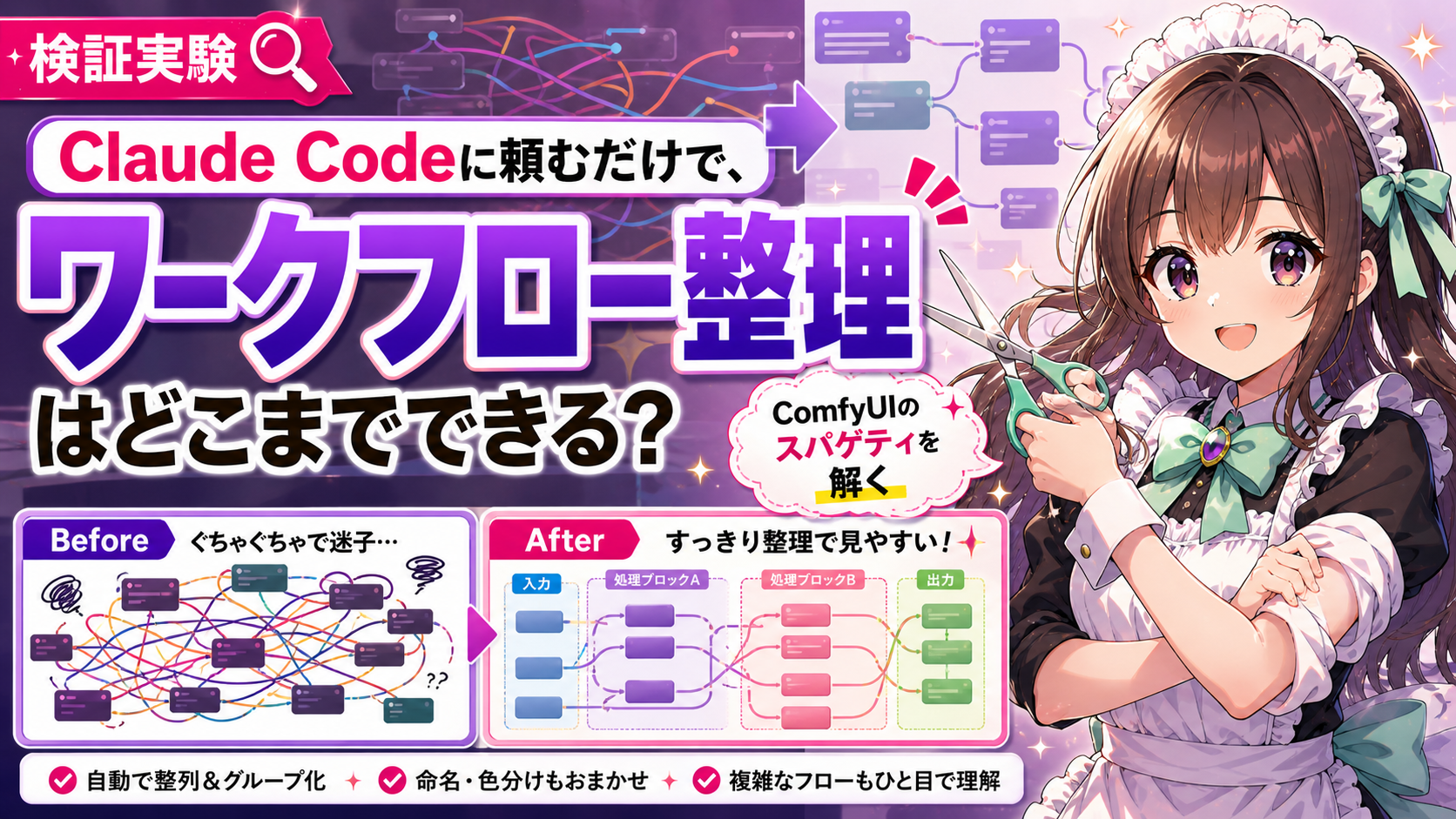 Claude Codeに頼むだけで、ComfyUIのワークフロー整理はどこまでできる？