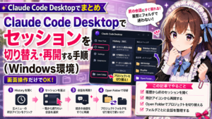 Claude Code Desktopでセッションを切り替え・再開する手順（Windows環境）