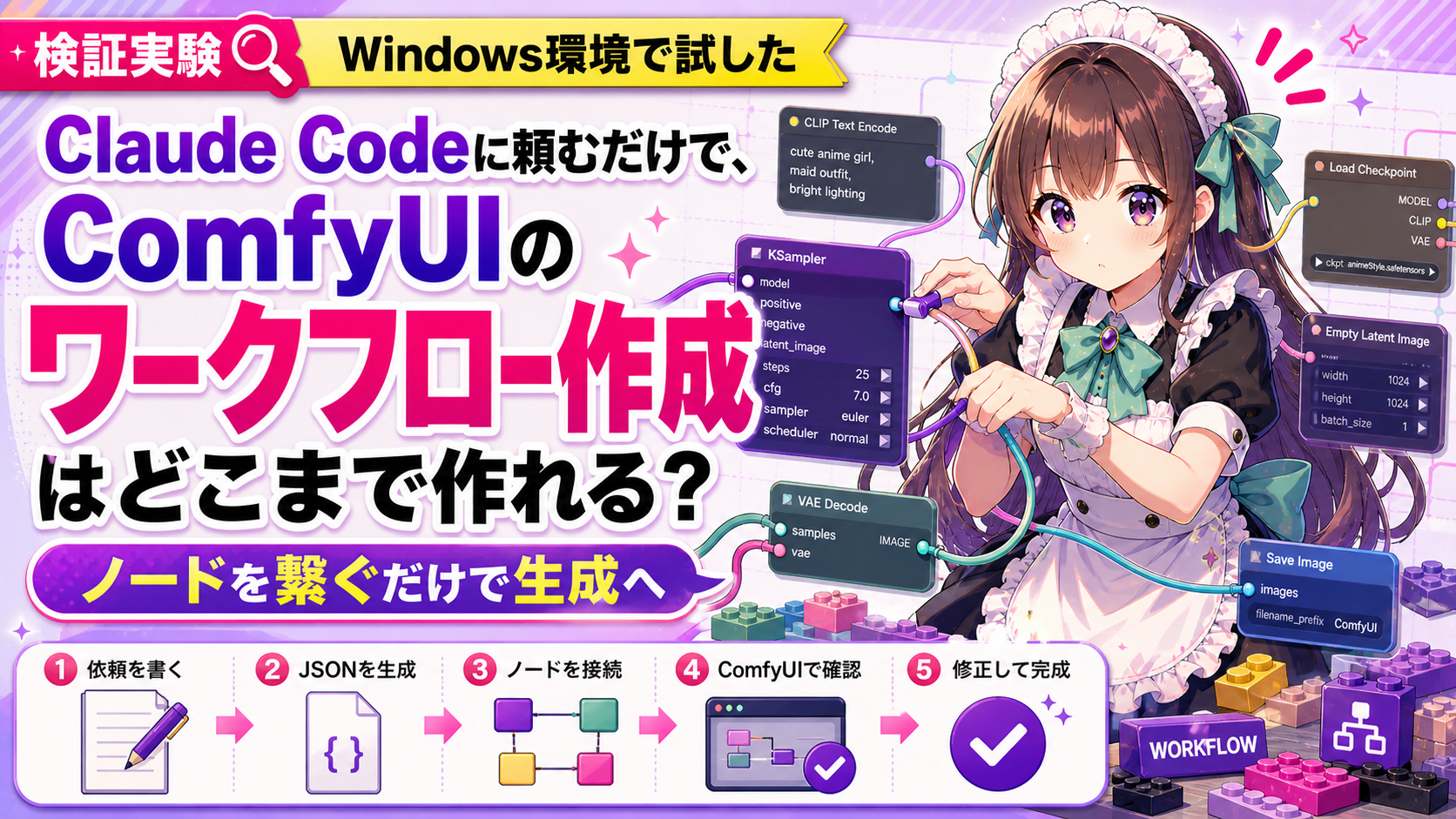 Claude Codeに頼むだけで、ComfyUIのワークフローはどこまで作れる？