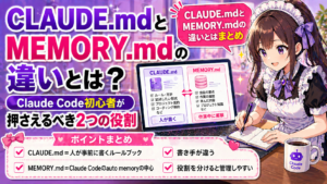 CLAUDE.mdとMEMORY.mdの違いとは？Claude Code初心者が押さえるべき2つの役割